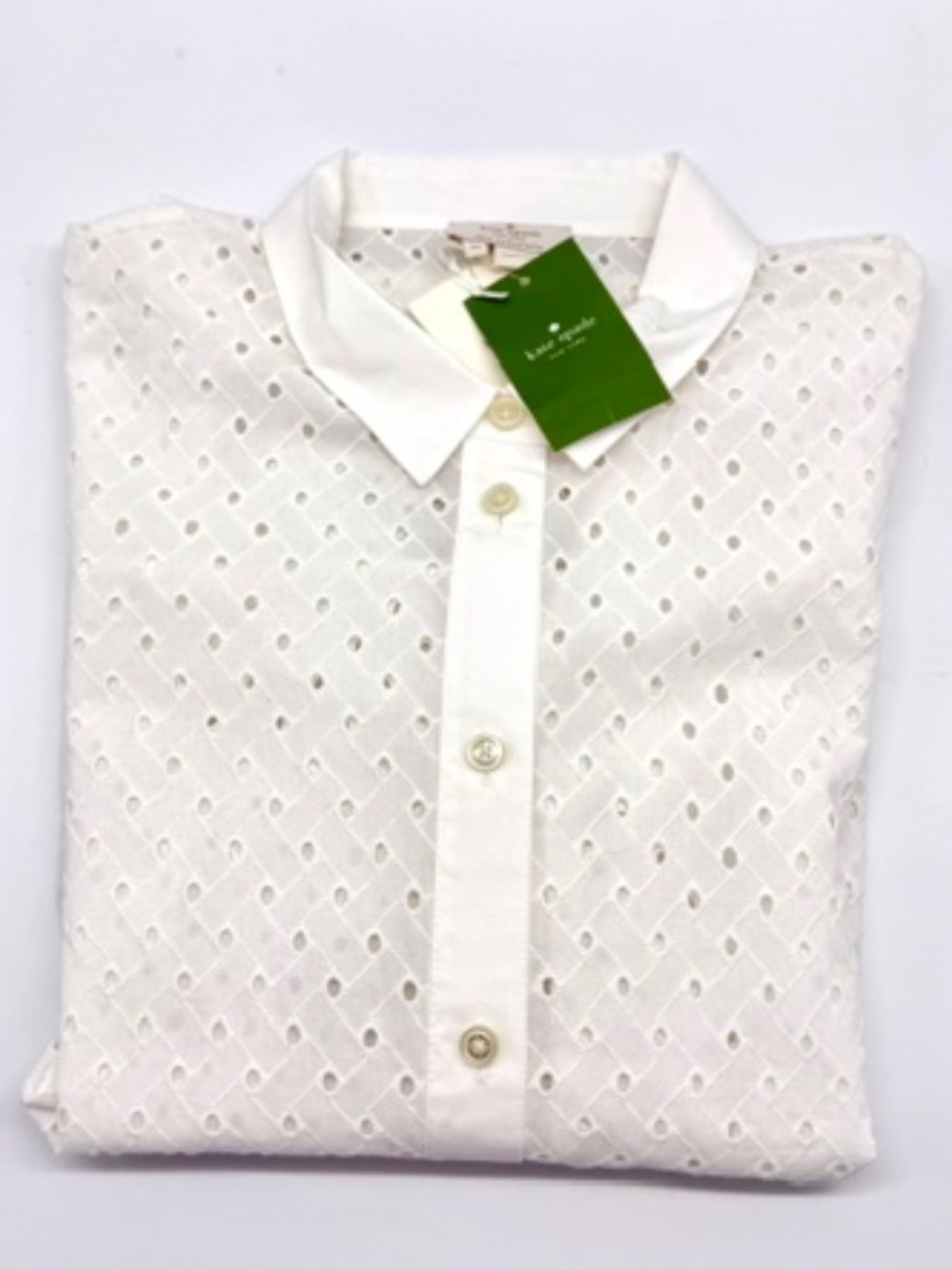 Brand New Kate Spade New York Marissa Eyelet White Blouse~SZ 10~Classic~Vintage